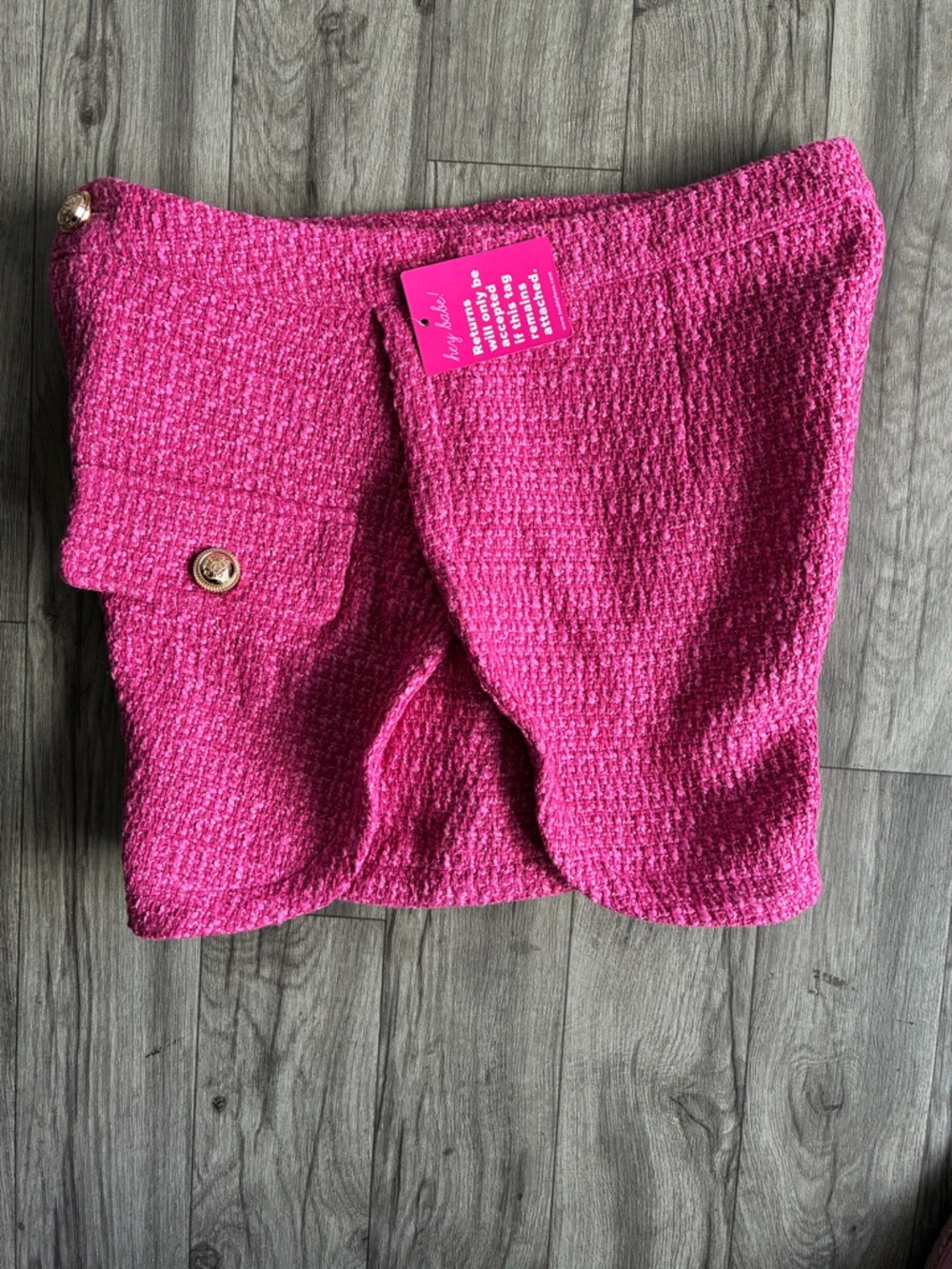 Buddy Love Hot Pink Tweed High-Waist Pocket Shorts - Picture 7 of 16